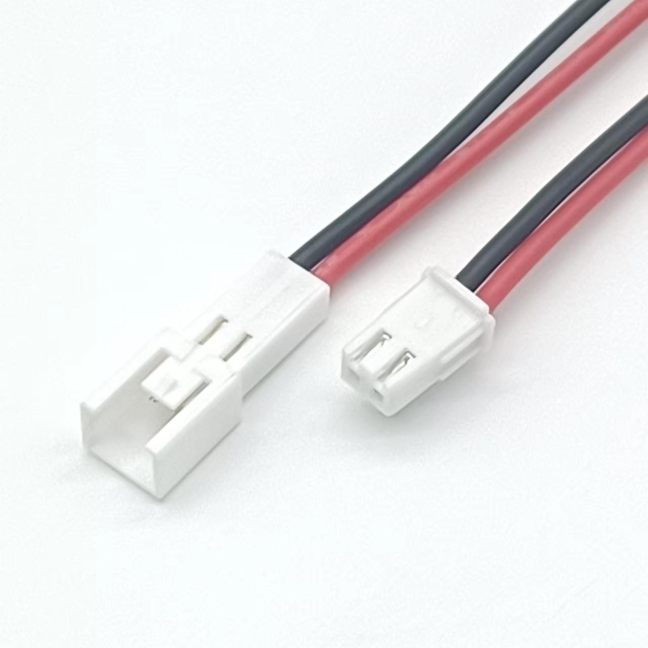 线束工厂批发SM--H250公母对接端子线束2pin硅胶线 规格齐全